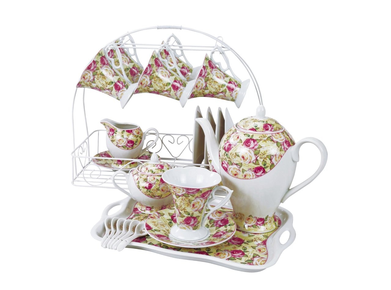 Vicenza Cangkir Set Kopi dan Teh Motif Mawar CA59